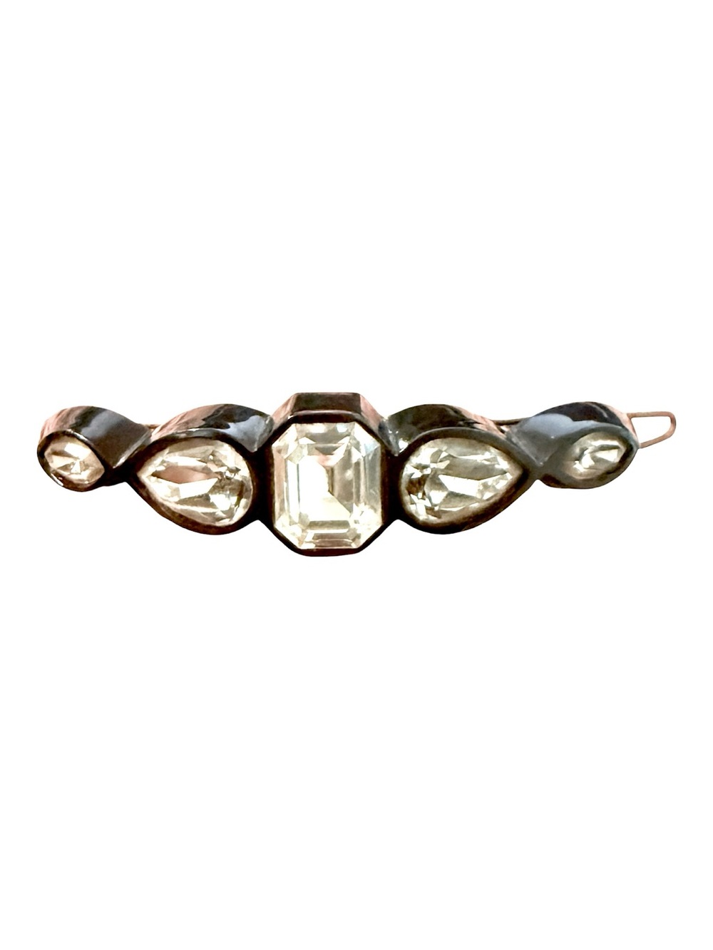 Stunning Vintage French Rhinestone Hair Clip in Black, Deadstock, 2.6” Long